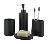 zccz Bathroom Accessories Set, 4 Pieces, Marble Pattern, Bathroom Accessories Set with Soap Dispenser, Toothbrush Holder, Tumbler, Soap Dish