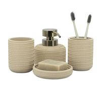 ZCCZ Black Bathroom Accessories Set of 4 with Soap Dispenser, Toothbrush Holder, Bathroom Tumbler and Soap Dish, Decorative Countertop Organizer