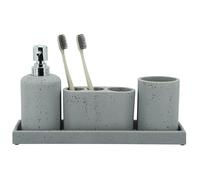 ZCCZ Black Bathroom Accessories Set of 4 with Soap Dispenser, Toothbrush Holder, Bathroom Tumbler and Vanity Tray, Decorative Organizer for Countertop