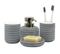 ZCCZ Black Bathroom Accessories Set of 4 with Soap Dispenser, Toothbrush Holder, Bathroom Tumbler and Soap Dish, Decorative Countertop Organizer