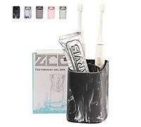 zccz Toothbrush Holder for Bathroom - Electric Toothbrush and Toothpaste Holder - Bathroom Countertop Cup Organizer Razor Makeup Brushes Pencil Holder Stand - Black Marble Pattern
