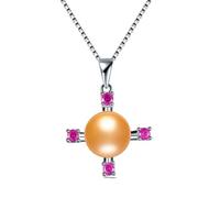 ZCCZJS 100% genuine natural freshwater pearl necklace for women cross zircon pendant jewelry Made in China