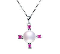 ZCCZJS 100% genuine natural freshwater pearl necklace for women cross zircon pendant jewelry Made in China