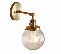 ZCCZJS 15cm Industrial Modern Vintage Retro Wall Lights, Loft Bar Kitchen Sconce Lights Lamp Fixture with Ribbed Globe Clear Glass Light Shade (Copper)