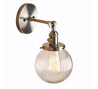 ZCCZJS 15cm Industrial Modern Vintage Retro Wall Lights, Loft Bar Kitchen Sconce Lights Lamp Fixture with Ribbed Globe Clear Glass Light Shade (Copper)