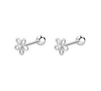 ZCCZJS 18G Daisy Flower Stud Cartilage Earrings for Women Girls 925 Sterling Silver CZ Tiny Cute Floral 3mm Ball Barbell Screw Back Studs Sleeper Tragus Post Hypoallergenic Piercing Body Jewelry Gifts