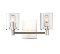 ZCCZJS 2 Lights Modern Vintage Wall Light, Industrial Vanity Lighting with Glass Lampshade, Double Wall Lamp Indoor Home Lights Fixture, Up Candle Light for Bedroom, Kitchen, Living Room (Brushed)
