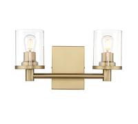 ZCCZJS 2 Lights Modern Vintage Wall Light, Industrial Vanity Lighting with Glass Lampshade, Double Wall Lamp Indoor Home Lights Fixture, Up Candle Light for Bedroom, Kitchen, Living Room (Brushed)