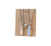 ZCCZJS 2pcs Crystal Mutual Matching Pendant Necklace Natural Chakra Healing Stone Couple Jewelry Gift for Best Friend Families