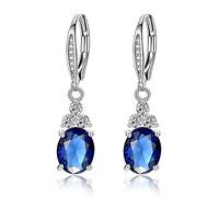 ZCCZJS 925 Jewelry Oval Gemstones Water Drop Shaped Earrings For Women Emerald Sapphire Zircon Engagement Ear Drops (Groen A)