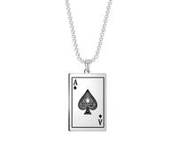 ZCCZJS 925 Sterling Silver Ace of Spades Necklace for Men Women Men Lucky Ace of Spades Playing Card Punk Poker Pendant Necklace