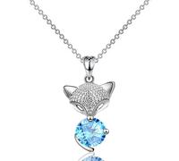 ZCCZJS 925 Sterling Silver Fox Necklace for Men and Women, Crystal Fox Painting Pendant Jewellery Ball Chain Necklace, Fox Girl Gold Initial Necklace, Fox Jewellery for Women, Therian