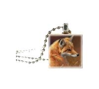 ZCCZJS 925 Sterling Silver Fox Necklace for Men and Women, Crystal Fox Painting Pendant Jewellery Ball Chain Necklace, Fox Girl Gold Initial Necklace, Fox Jewellery for Women, Therian