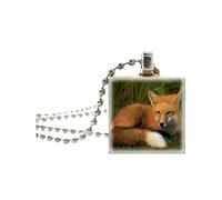 ZCCZJS 925 Sterling Silver Fox Necklace for Men and Women, Crystal Fox Painting Pendant Jewellery Ball Chain Necklace, Fox Girl Gold Initial Necklace, Fox Jewellery for Women, Therian