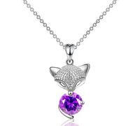 ZCCZJS 925 Sterling Silver Fox Necklace for Men and Women, Crystal Fox Painting Pendant Jewellery Ball Chain Necklace, Fox Girl Gold Initial Necklace, Fox Jewellery for Women, Therian
