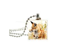 ZCCZJS 925 Sterling Silver Fox Necklace for Men and Women, Crystal Fox Painting Pendant Jewellery Ball Chain Necklace, Fox Girl Gold Initial Necklace, Fox Jewellery for Women, Therian
