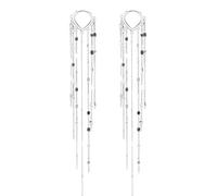 ZCCZJS 925 Sterling Silver Heart Hoop Drop Earring, Silver Long Chain Tassel Dangle Earrings, Elegant Huggie Hoop Dangling Earrings for Women Girls Gift