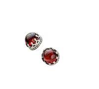ZCCZJS 925 Sterling Silver Lady Retro Style Earring Inlaid Natural Garnet Earring High-end earrings