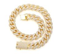 ZCCZJS Accessories Width 18MM Iced Out Men Cuban Link Chain, 16-24 Inch Extra Shiny Miami Chain Necklace, Solid Thick Big Hip Hop for