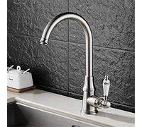 ZCCZJS Art Blue and White Porcelain Handle Cold and Hot Water Mixer Kitchen Faucet Bathroom Sink Tap Rotating Silver Ancient Black Ceramic Single Handle Single Connection,Silvery