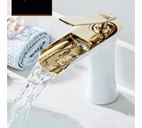 ZCCZJS Basin faucets Waterfall Bathroom Faucet Single Handle Basin Mixer tap Bath Black Gold Faucet Brass Sink Water Crane Silver