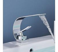 ZCCZJS Bathroom Sink Faucet Tap White Brass Wash Basin Faucets Single Handle Hot and Cold Waterfall Modern Elegant Mixer Taps(Cromo)