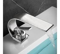ZCCZJS Bathroom Sink Faucet Tap White Brass Wash Basin Faucets Single Handle Hot and Cold Waterfall Modern Elegant Mixer Taps(Cromo)