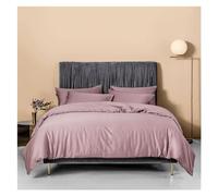 ZCCZJS Bed, Nordic Pale Mauve 100% Egyptian Cotton Bedlinens Queen King Family Size Set Fitted Sheet Duvet Cover Bedding, MM-102