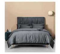 ZCCZJS Bed, Nordic Pale Mauve 100% Egyptian Cotton Bedlinens Queen King Family Size Set Fitted Sheet Duvet Cover Bedding, MM-102