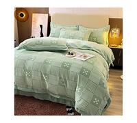 ZCCZJS Bed sheet set Simple Carved Milk Velvet 4-piece Duvet Cover Set Winter Thickened Double-sided Coral Fleece Flannel Quilt Cover Bedding Set bed linings