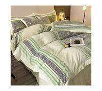 ZCCZJS Bed sheet set Simple Carved Milk Velvet 4-piece Duvet Cover Set Winter Thickened Double-sided Coral Fleece Flannel Quilt Cover Bedding Set bed linings
