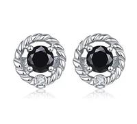 ZCCZJS Black Spinel Stud Earrings Natural Gemstone Crystal Fine Stone Jewelry For Women's