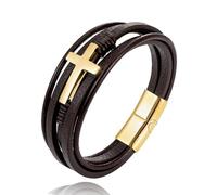 ZCCZJS Bracelet Men Bracelets Jewellery Braided Leather Bracelet Classic Double Cross Leather Men'S Bracelet Accessorie