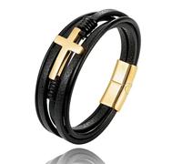 ZCCZJS Bracelet Men Bracelets Jewellery Braided Leather Bracelet Classic Double Cross Leather Men'S Bracelet Accessorie