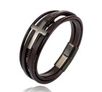 ZCCZJS Bracelet Men Bracelets Jewellery Braided Leather Bracelet Classic Double Cross Leather Men'S Bracelet Accessorie