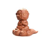 ZCCZJS Buddha Statue Zen Purple Sand Monkey Wu Wuqi Qitian Dasheng Ceramic Monkey Tea Pet Monkey Home Decoration Crafts Ornaments Home Decoration Statues Feng Shui Decoration (Color : Gold)