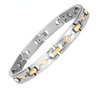 ZCCZJS Charm Bracelet Health Bio Magnetic Titanium Men Bracelets 2-Tone Gold Color Women Link Chain Bracelet Wristband Bangle Charm Gift