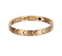 ZCCZJS Charm Bracelet Waterproof Health Energy Chain Link Bracelet Femme Magnetic Health Bracelets for Women Gold-Color Matte Luxury Stainless Steel Bracelet Gift (Color : Black)