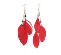 ZCCZJS Colorful Feather Earring -Long Feather Bohemian Tassel Geometric Chain Earrings, Fashionable Summer Feather Curved Needle Earrings For Women Girls Jewelry Gift ui