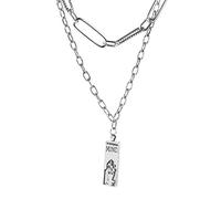 ZCCZJS Double Layered Wearing Military Necklace Japanese and Korean Style Cool Style Simple Chain Clavicle Chain Necklace Thai, 37+5cm