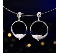 ZCCZJS Earrings for Women, Chinese Style Eardrop Earrings Natural Lapis Lazuli Sterling Silver S925or