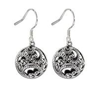 ZCCZJS Earrings for Women, Chinese Style Eardrop Earrings S990 Sterling Retro Hollow Pattern Totem Ball Sterling Women Earrings Ear Jewelry ui