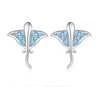 ZCCZJS Earrings for Women, Cute Ocean Blue Manta Stud Earring Stud Jackets Devil Fish Sea Animal for Women Fine Jewelry