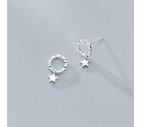 ZCCZJS Earrings for Women, S925 Earrings Female Korean Art Shining Five-pointed Star Wave Pattern Ring