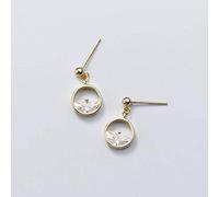 ZCCZJS Earrings for Women, S925 Silver Earrings Female Korean Style Simple Diamond Semicircle Short Earrings a Drop of Spring Gold
