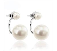 ZCCZJS Earrings for Women, S925 Silver Shell Pearls Synthetic Pearl Earrings Double Earrings Silver Jewelrypink