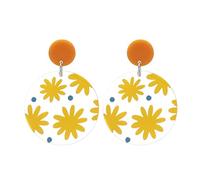 ZCCZJS Earrings, Transparent Flower Earrings Resin Earrings Exaggerated Korean Geometric Earrings European and American Style Earrings