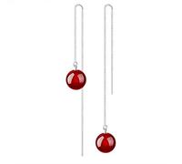 ZCCZJS Elegant 925 Sterling Silver Ear Long Line Bead Pendant Earrings for Women,Colour Name:Red (Color : Red)