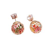 ZCCZJS Elegant Clearance Deals Women Fashion Hollow Ball Ear Jackets Stud Earrings Double Side Piercing Jewelry,Colour:White (Color : Black)