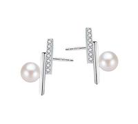 ZCCZJS Elegant Womens Stud Earrings 925 Sterling Silver Elegant Pearl Earrings for Girls with 3A Cubic Zirconia
